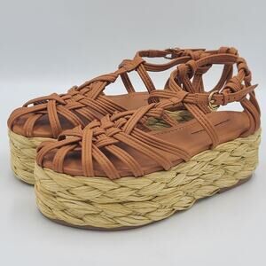 Ulla Johnson Viola Knotted Leather Flatform Sandals